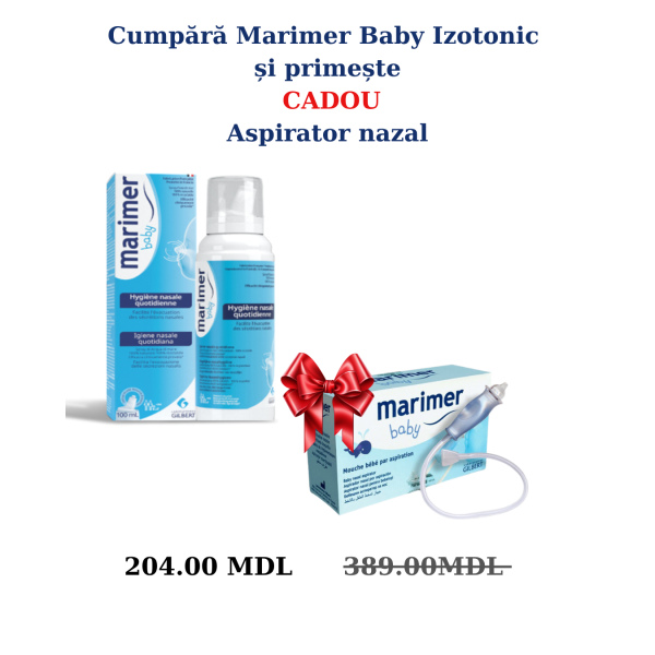 Marimer Baby Izotonic 0,9%, 100 ml+Aspirator Marimer cu un 1MDL