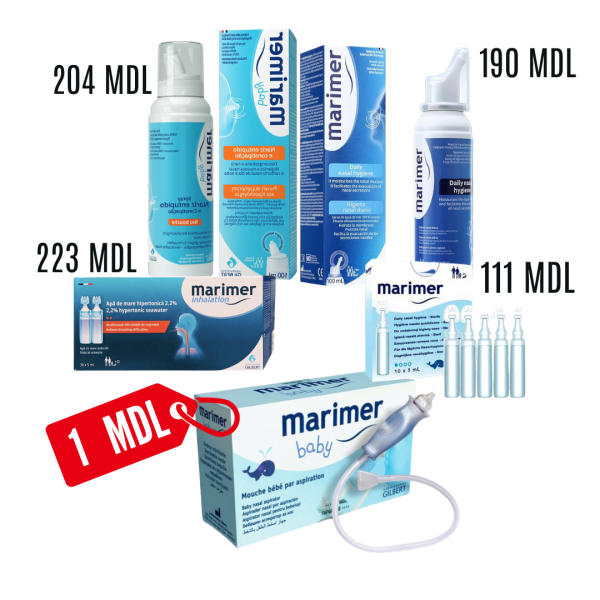 Marimer Set Isotonic / Inhalatii / Hypertonic Baby / Unidose + Aspirator cu 1 leu